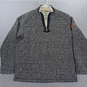 Orvis Mens Pullover Sweater  Mens M Fleece Hunter‎ Gray Quarter Zip Long Sleeves